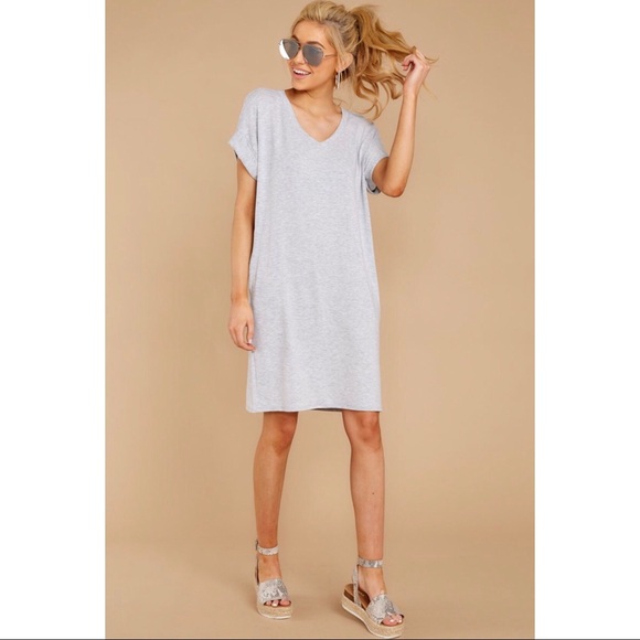 >>LAST<< Gwen Basic T-Shirt Dress - Heather Gray - Picture 2 of 6